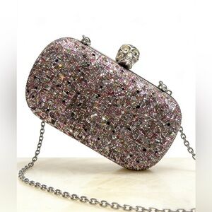 Alexander McQueen Skull Glitter Box Clutch